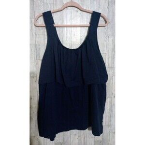 Woman Within Tiered Tank Top Sleeveless Scoop Neck Blue Size 1X (22/24)